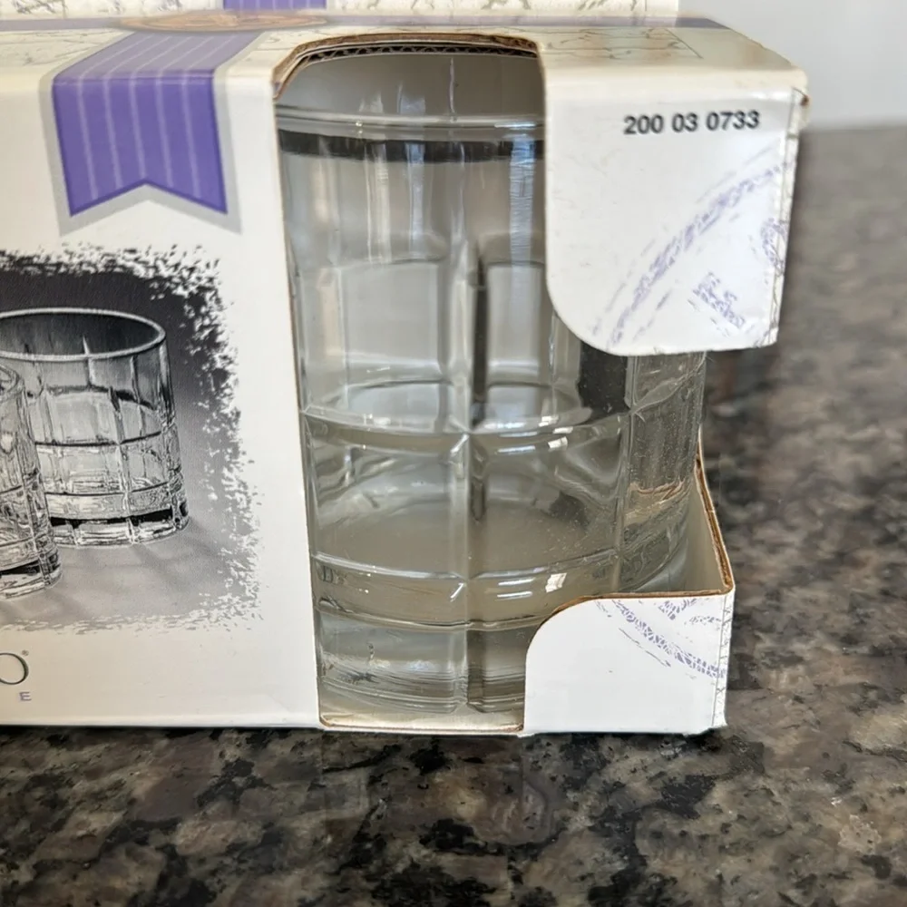 Furio Home vintage Tartan Rocks glasses NIB 10.5 ounces